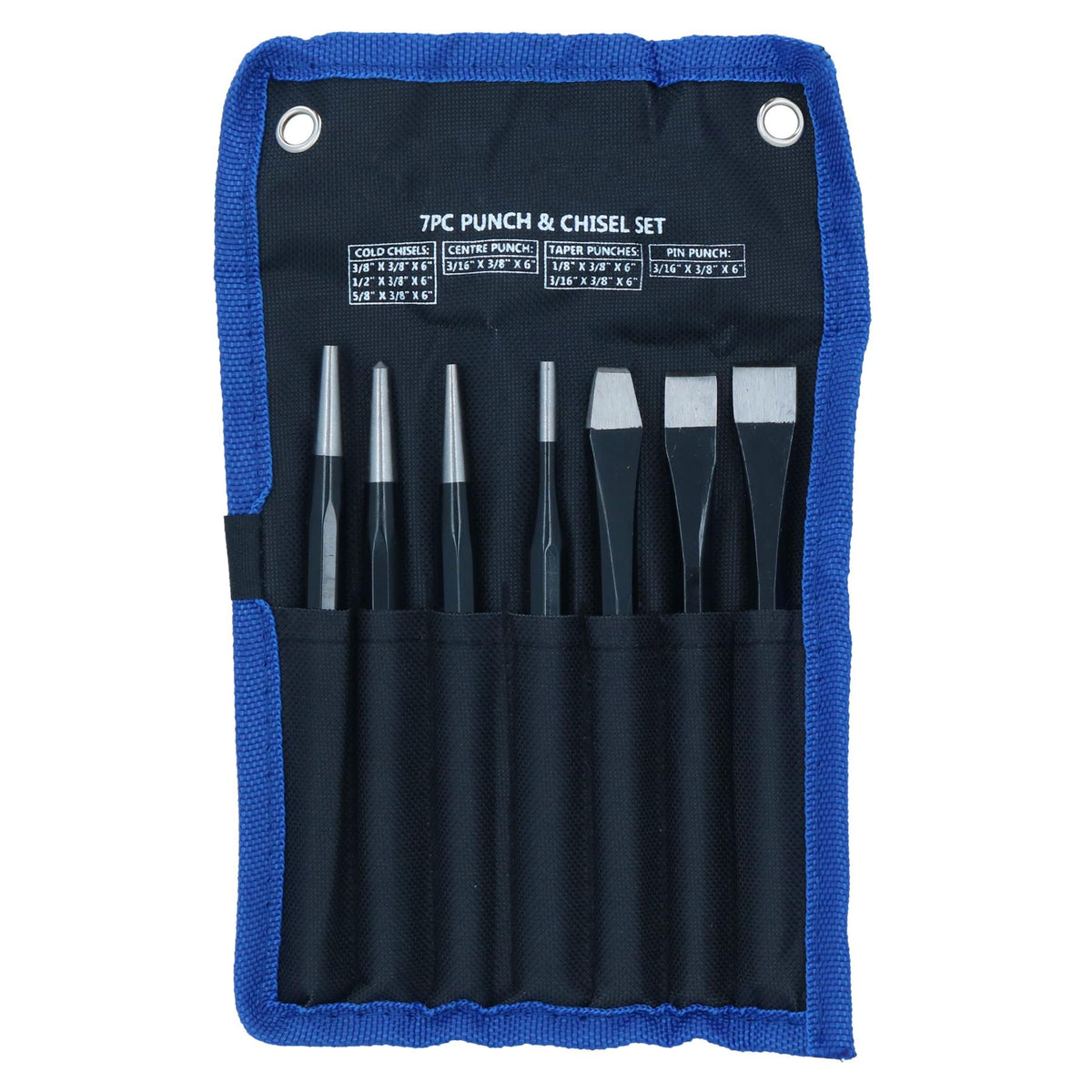 7pc Punch And Chisel Set With Taper Pin Cold Chisels + Centre Punch