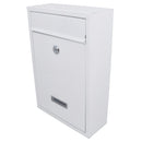 White Wall Mounted Lockable Metal Post Box Outdoor Letter Mail Box Keyed