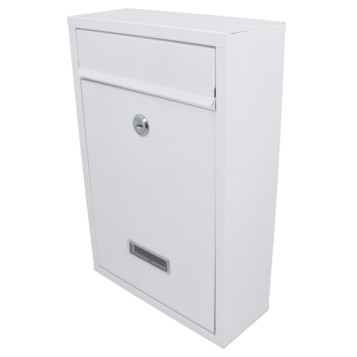 White Wall Mounted Lockable Metal Post Box Outdoor Letter Mail Box Keyed