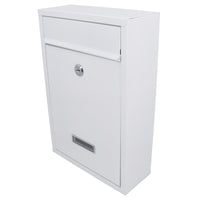 White Wall Mounted Lockable Metal Post Box Outdoor Letter Mail Box Keyed
