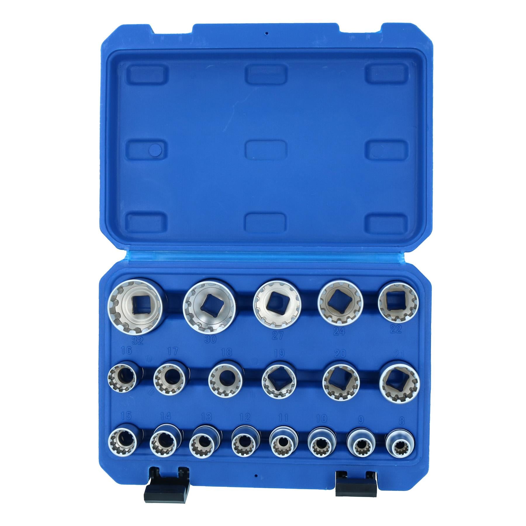 1/2in Drive Gear Lock Metric + Imperial Sockets 8 – 32mm 5/16 – 1-1/4 19pc Set