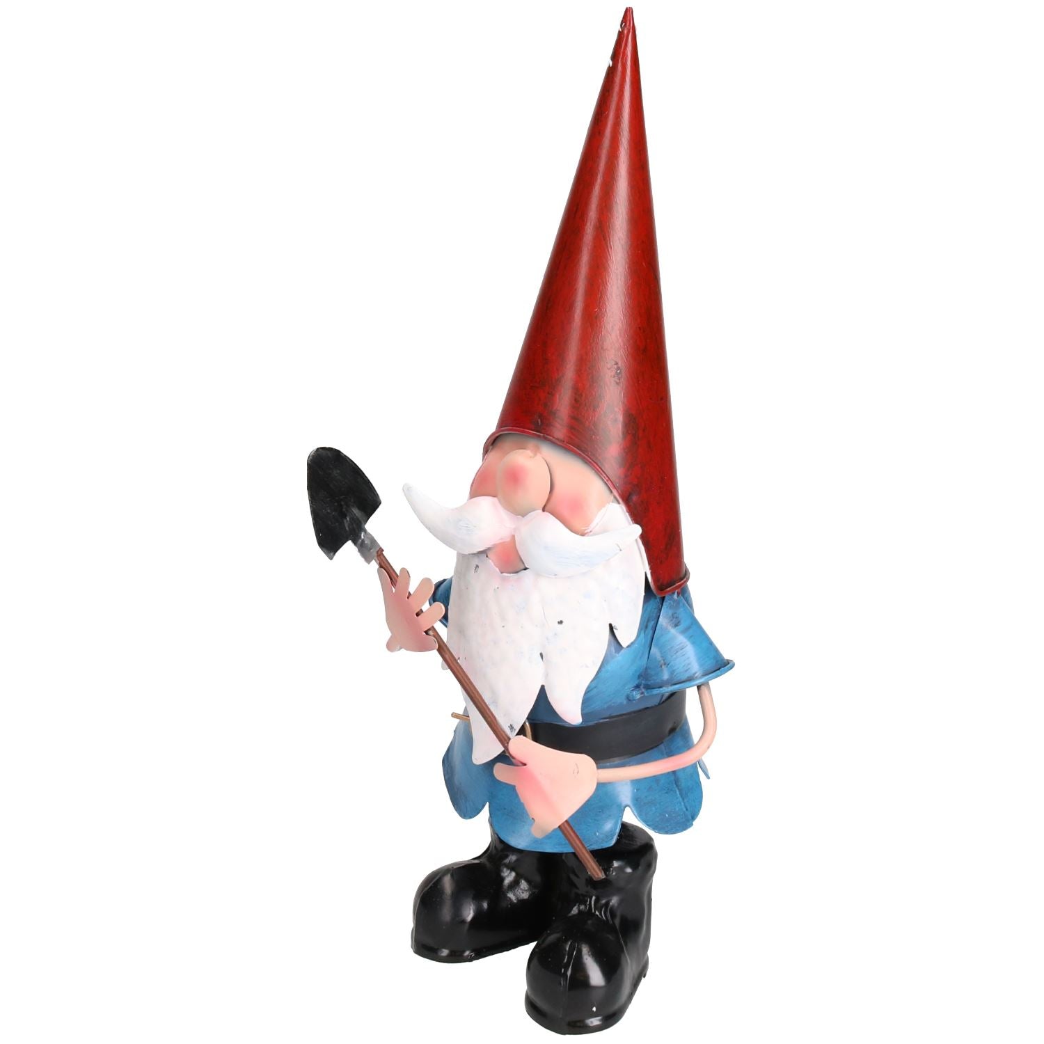 Gnome With Shovel Spade Garden Sculpture Ornament Statue Metal Decoration