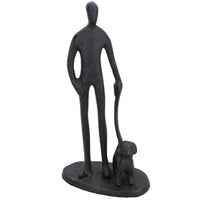 Man With Dog Silhouette Figurine Statue House Decor Ornament Cast Iron Home