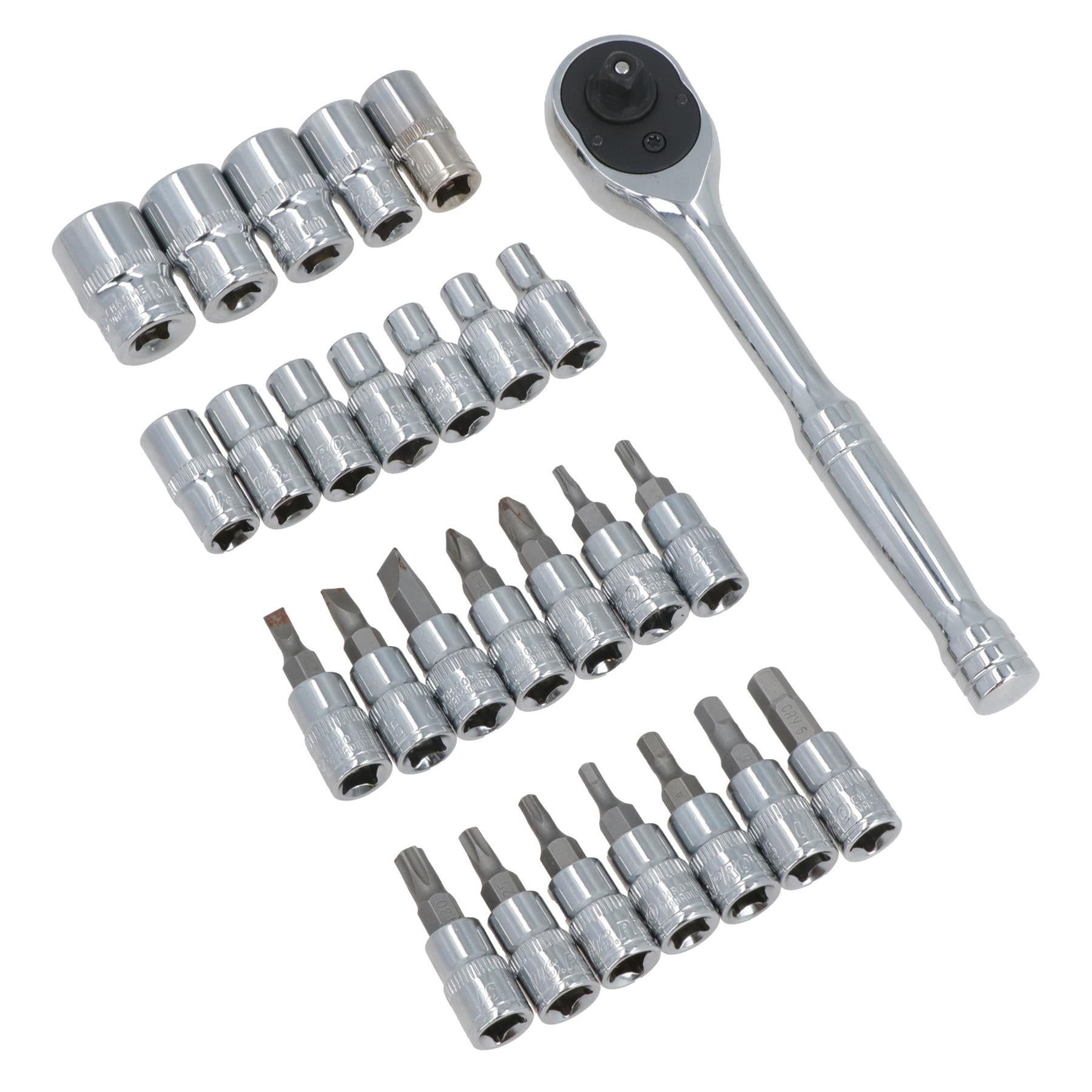 1/4" Drive Metric Shallow Sockets And Accessory set 4 - 13mm 27pc Torx / Hex / Bits