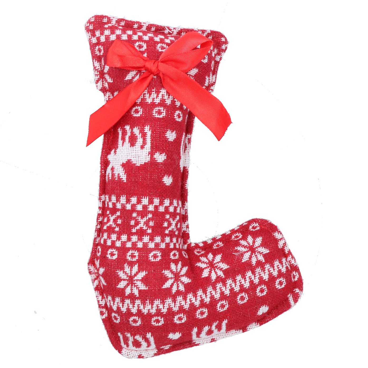 Dog Christmas Gift Plush Play Squeaky Red Patterned Stocking Toy 14x23cm