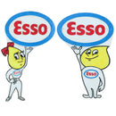 Esso Man Boy Girl Lady Plaque Sign Oil Drop Pair Cast Iron Shop Wall Door Garage