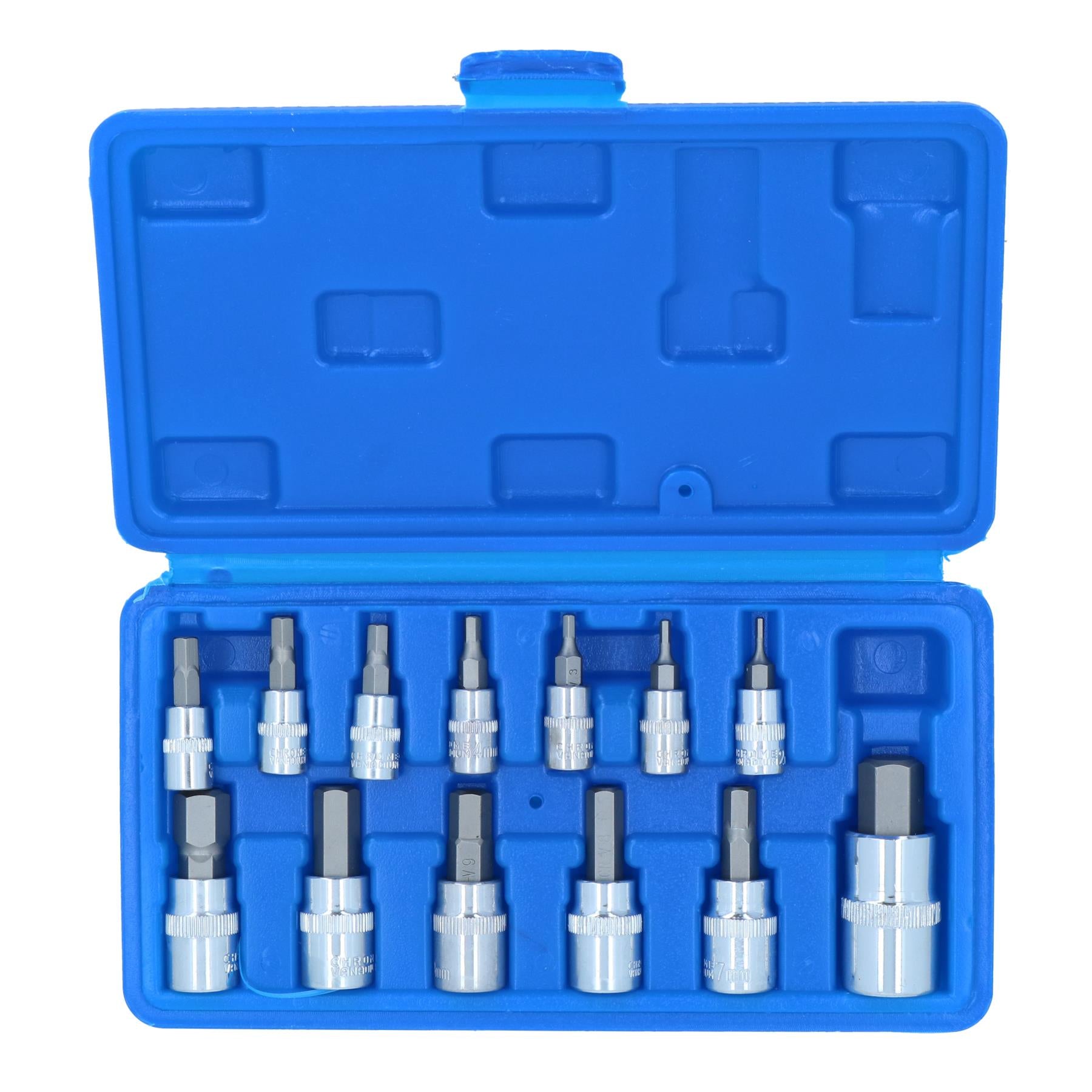 Jeu de 13 douilles Allen/Hexagonales métriques 1/4", 3/8" et 1/2" AT748