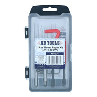 1/4” x 20 UNC Imperial Thread Repair Kit Helicoil Set for Damaged Threads 14pc