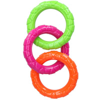 Dog Play Time Hundespielzeug aus robustem Gummi mit bunten Ringen, Größe M