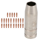 1 shroud & 25 x 0.8mm Round Contact Tips MIG Welding Binzel Style Torch MB15