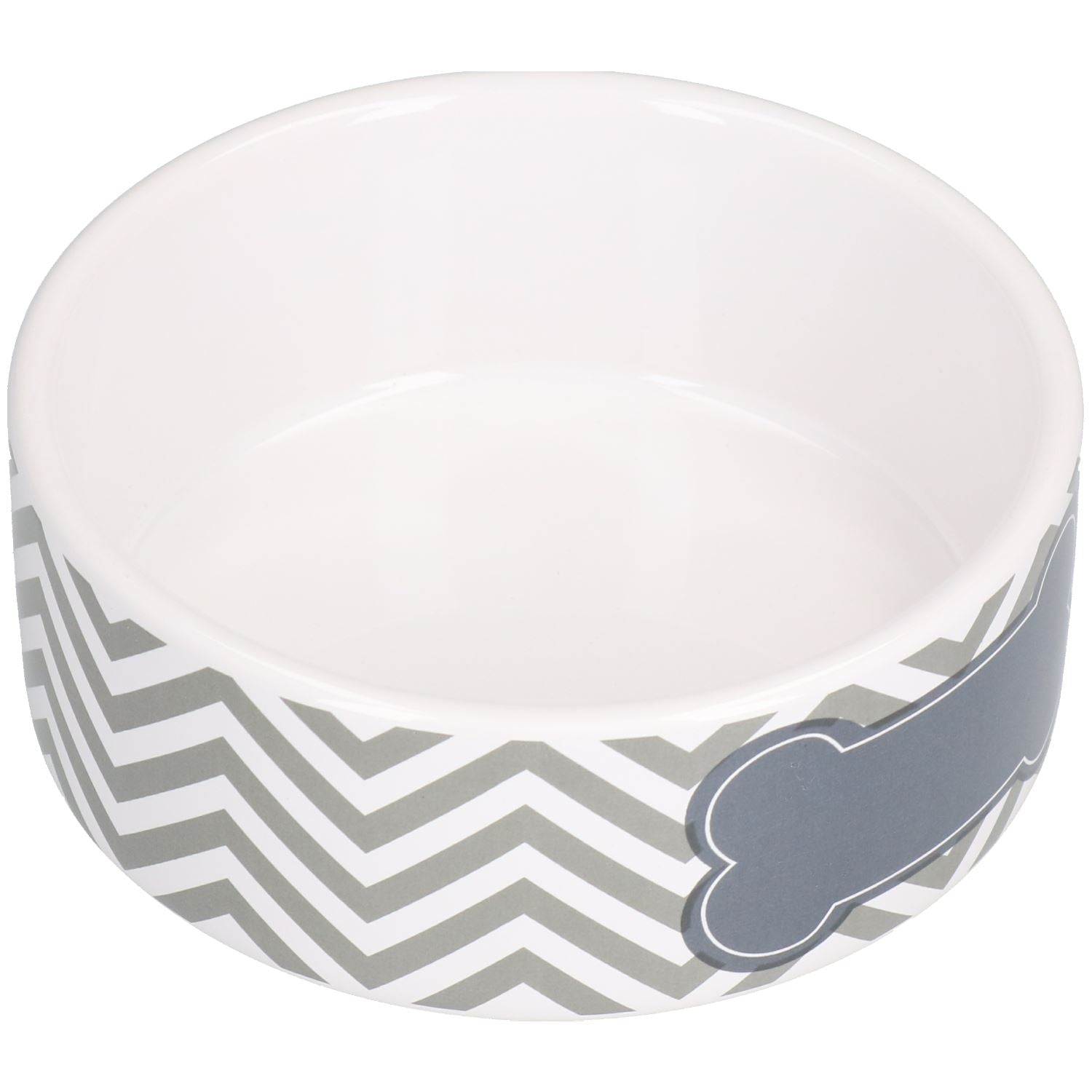 Futternapf für kleine Hunde, Futter- und Wassernapf mit Chevron-Muster, Grau, 13 cm, 400 ml