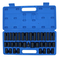 Metric and Imperial Shallow and Deep Impact Sockets 3/8" and 1/2" Drive 37pc