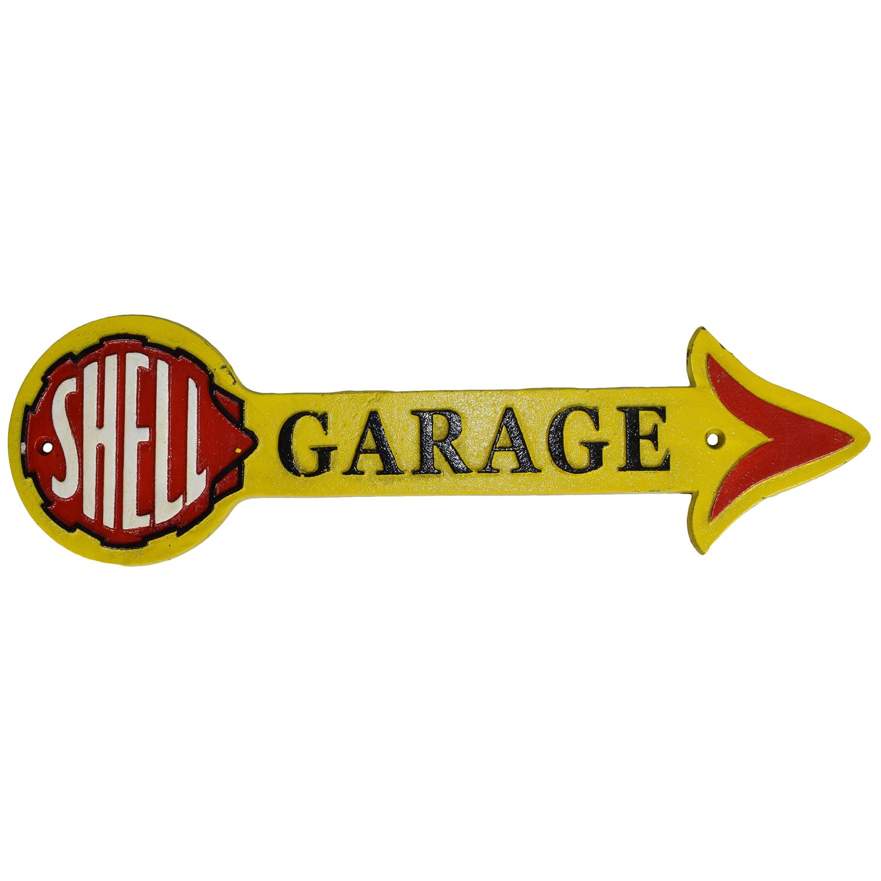 Shell Arrow Fuel Gusseisen Schild Wandschild Garage Tankstelle Garage Werkstatt