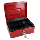 8” Petty Cash Box Money Coin Tin Deposit Security Safe Organiser 2 Keys Red
