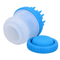 Blue Silicone Dog Washing Brush With Built In Shampoo Reservoir Dogs On Go