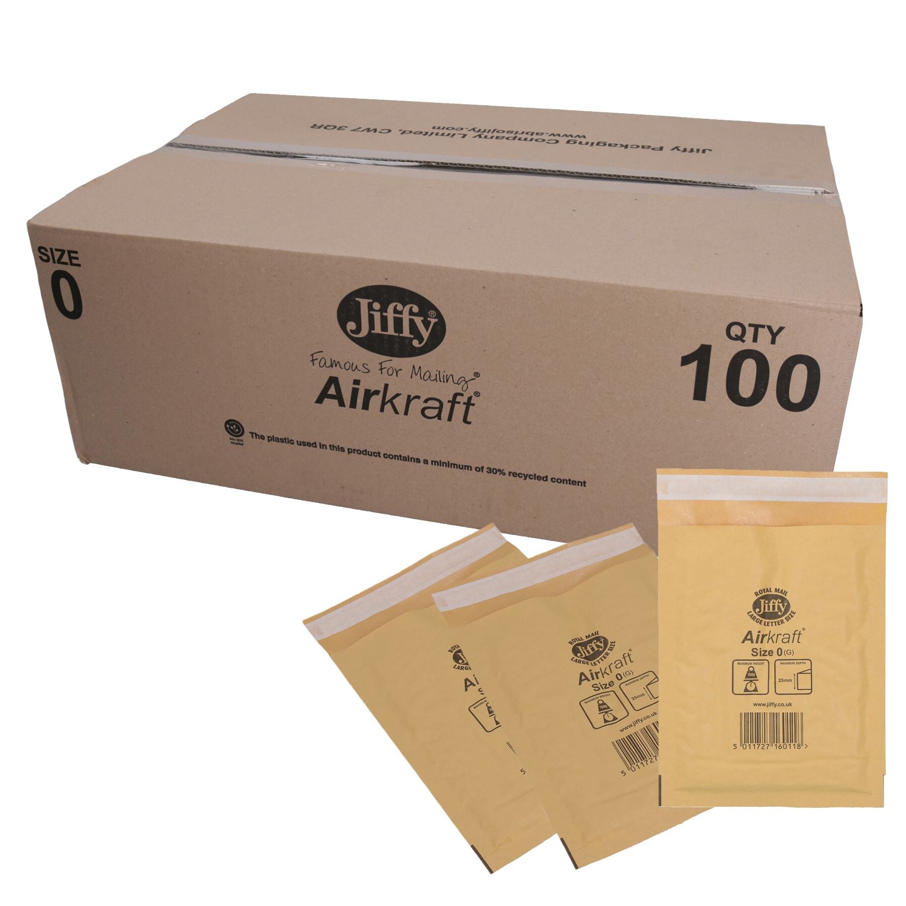 100pk Genuine Gold Jiffy Bag Airkraft Bubble Padded Mail Bag Envelope Size 0