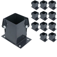 Grey Flush Fit Fence Post Bolt Down Shoe Holder Support 100mm x 100mm