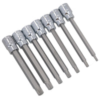 3/8" Antrieb, extralanger Außenvielzahn-Bit, Dreikant-Steckschlüsseleinsätze M4 - M10, 7-teiliger Satz