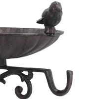 Wall Mount Bird Bath Cast Iron Feeder Ornament Garden Feature Statue Fence