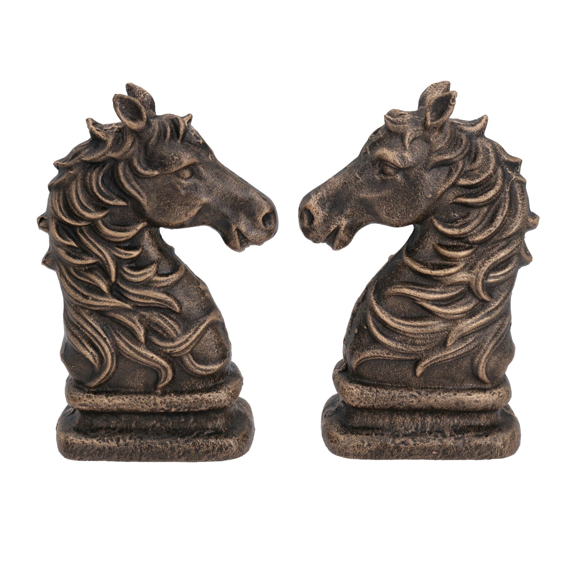 Horse Head Bust Bookends Ornament Figurine Cast Iron Book Ends Stand Holder