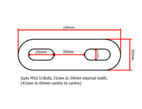 M10 U-Bolt Plate 31mm to 59mm Internal Width Thick Galvanised N-Bolt Backing