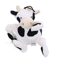 Small Cow Knottie Plush Durable Multi Squeaky Dog Puppy Toy 7x12x18cm