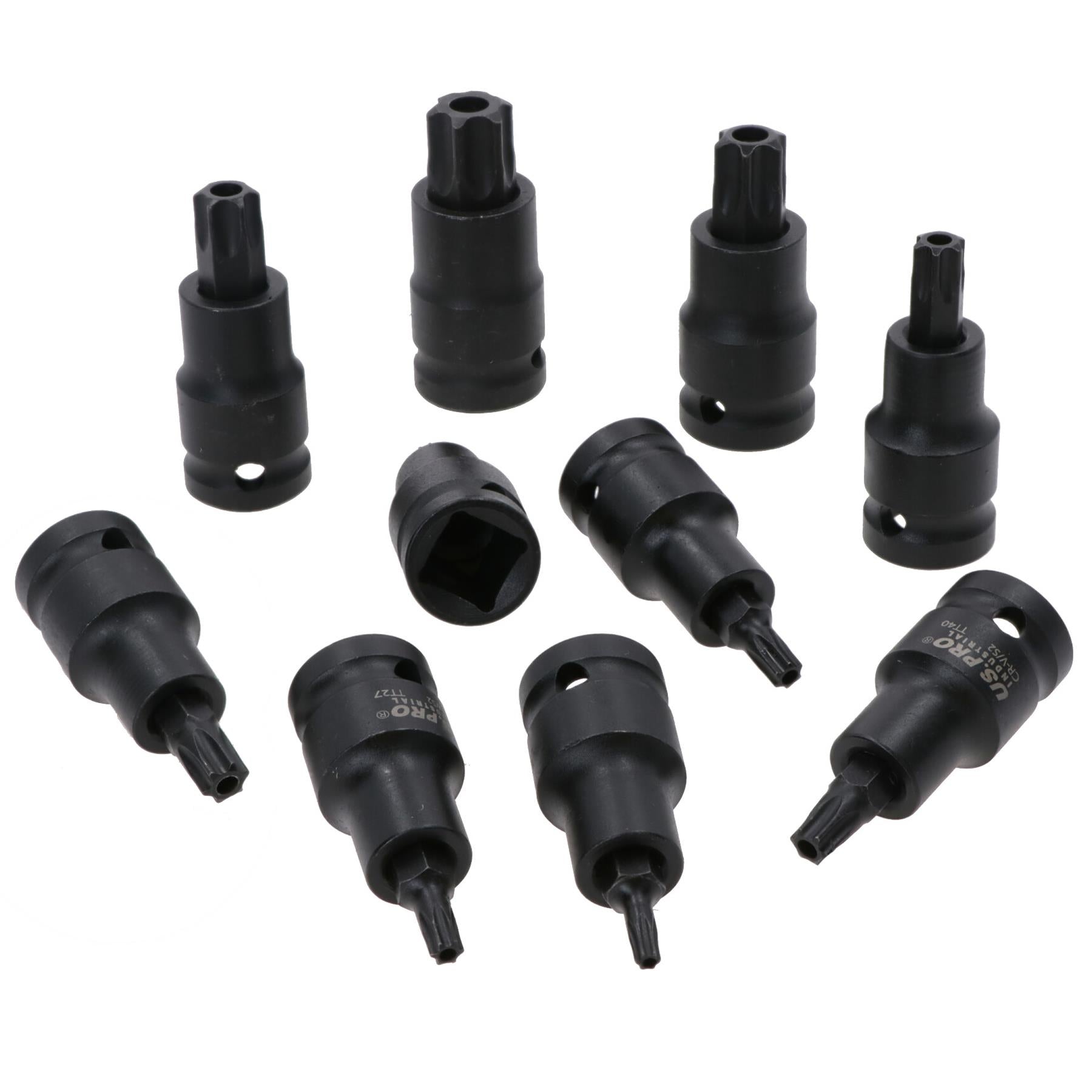 Male Tamper Proof Impact Impacted Torx Star Sockets TT10 – TT70 10pc Set