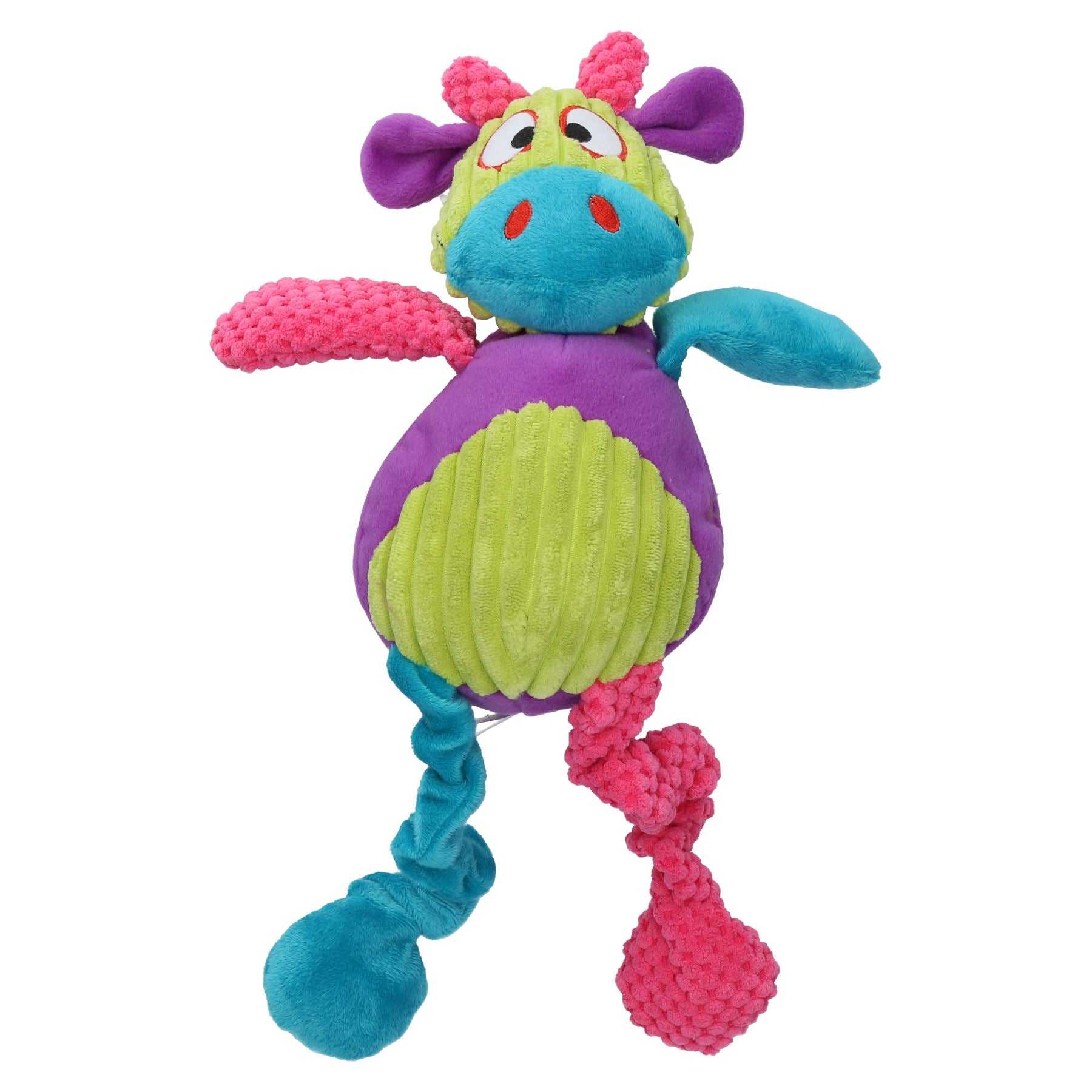 Multi Coloured Cow Dog Toy With Squeak 44cm/17"