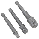 3pc Power Extension Bar Allen Hex Socket Driver Adapters 1/4" 3/8" + 1/2"