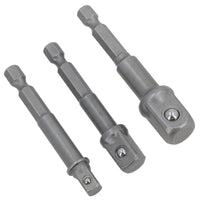 3pc Power Extension Bar Allen Hex Socket Driver Adapters 1/4" 3/8" + 1/2"