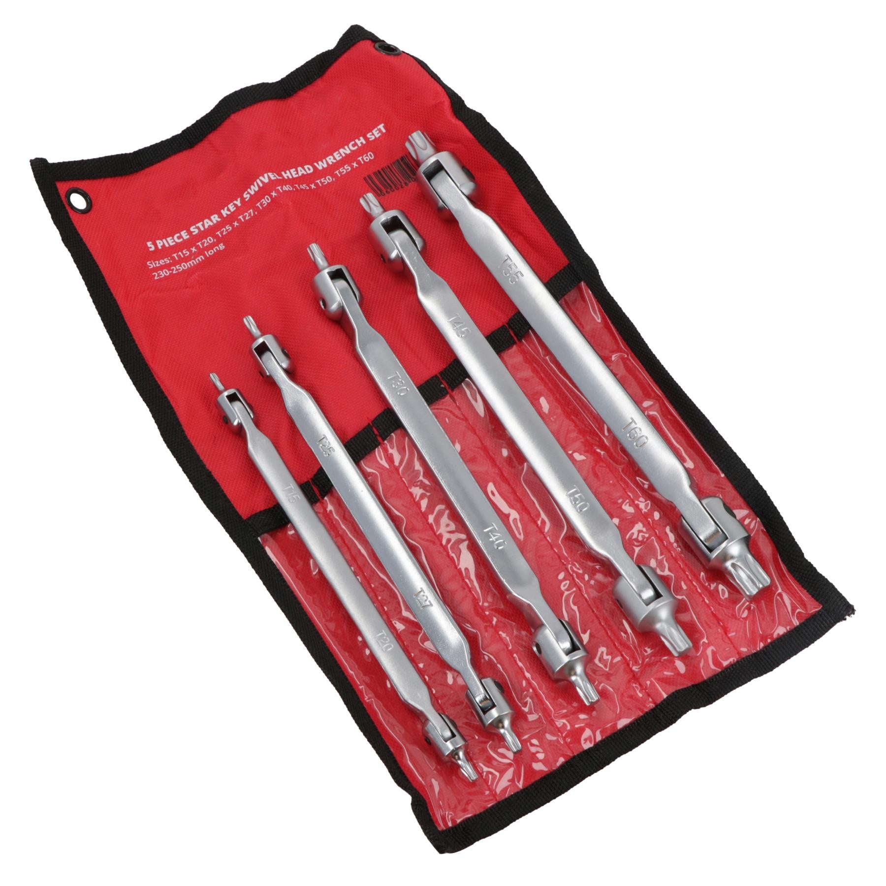 Vis à tête pivotante à double extrémité Torx / Star mâle T15 - T60 5 pièces 10 tailles