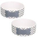 2 petits bols d'alimentation et d'eau pour chiots de petite taille, motif chevron gris, 13 cm/400 ml