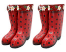 2PK Red Hanging Pair of Wellies Metal Planter Garden Gift Ornament 20x24x30cm