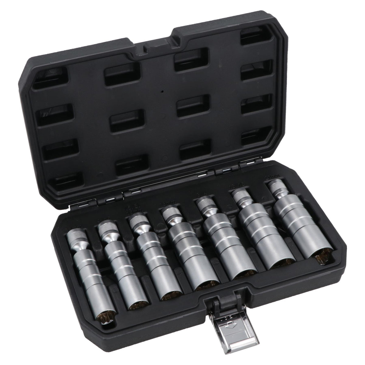Thin Walled Swivel Magnetic Spark Plug Sockets 12 Point 3/8in Drive MM SAE 7pc