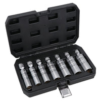Thin Walled Swivel Magnetic Spark Plug Sockets 12 Point 3/8in Drive MM SAE 7pc