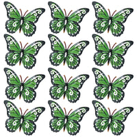 Set of 12 Green Small Metal Butterflies Garden/Home Wall Art Ornament