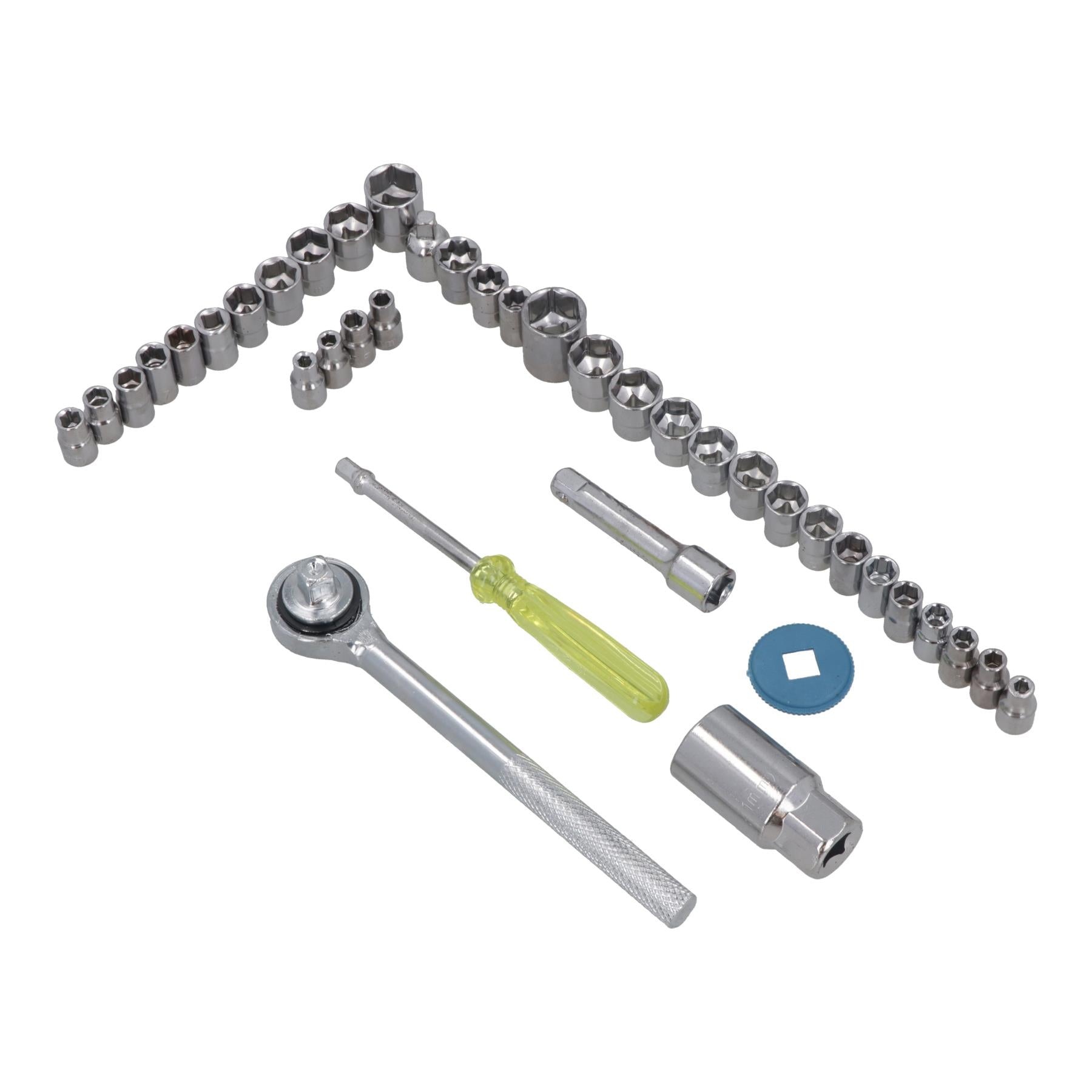 Jeu de douilles peu profondes 3/8" et 1/4" Dr métriques et impériales 40 pièces Clé à cliquet TE416