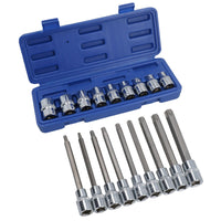 Douilles Torx courtes et longues mâles et femelles 1/2" T27 – T70 E10 – E24 18 pièces