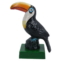 Statue en fonte d'oiseau exotique Toucan Figurine Trophée Ornement Sculpture Étagère de bureau