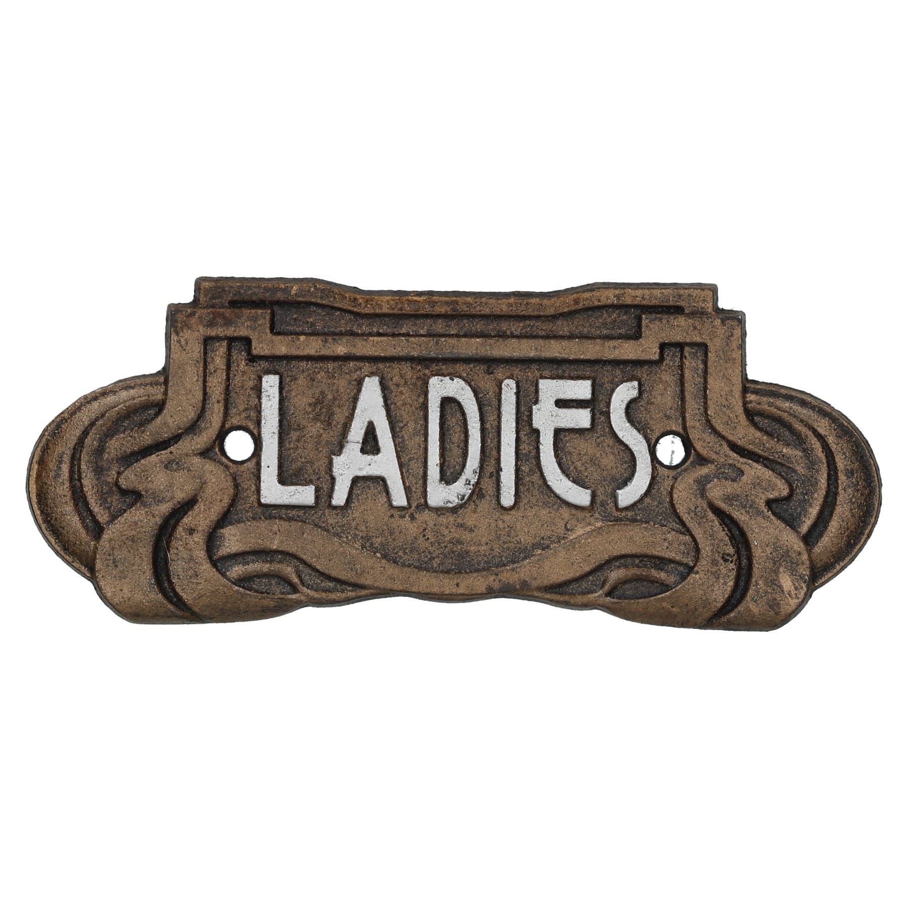 Art Nouveau Ladies Toilet Cast Iron Sign Plaque Door Wall Cafe Shop Pub Hotel