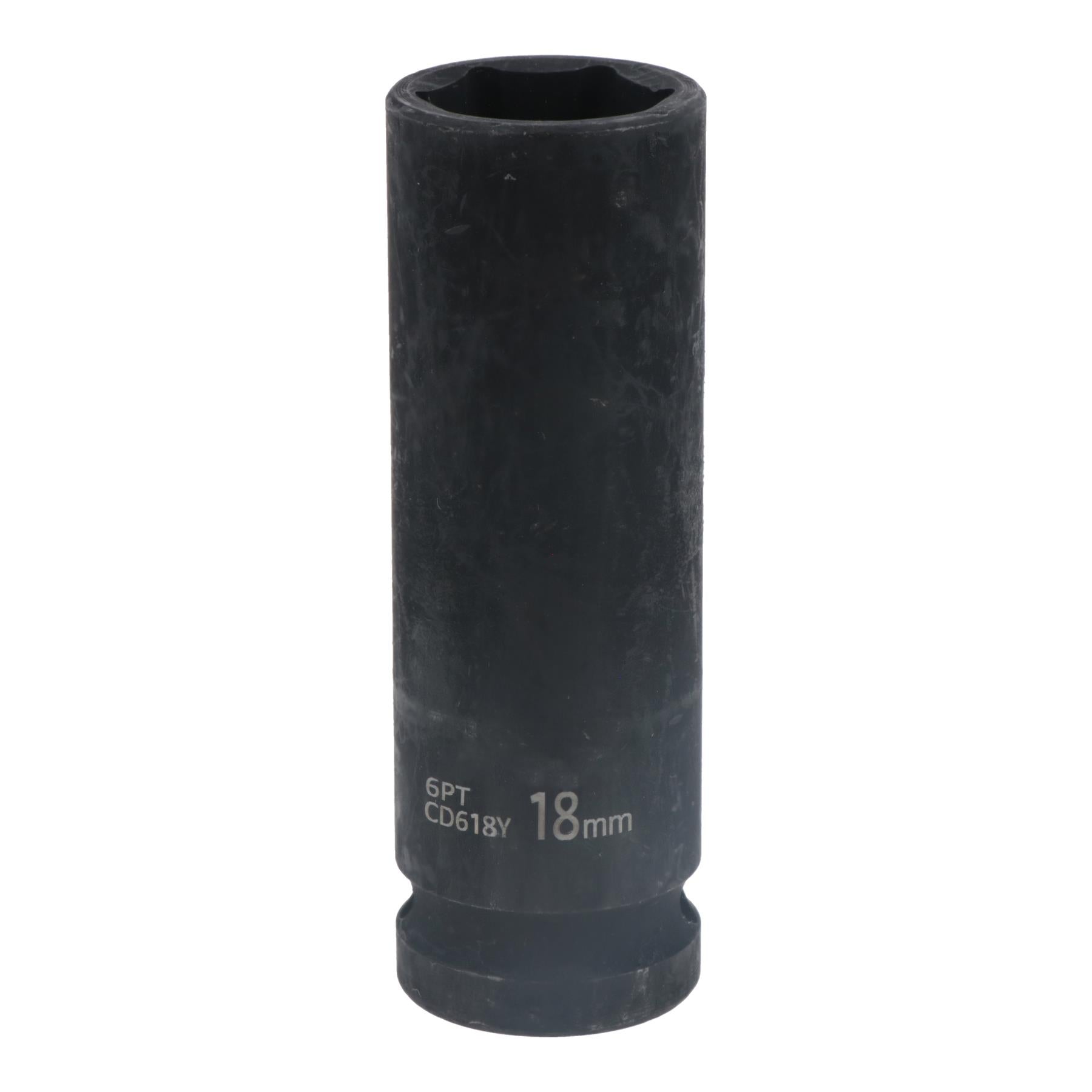 Douille à choc métrique double profonde MM 18 mm 1/2" à 6 pans simple hexagonale
