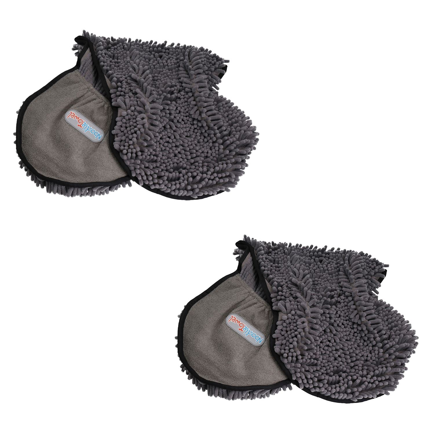 2 Super Absorbent Grey Microfiber Dog Cat Pet Noodle Towel Quick Drying