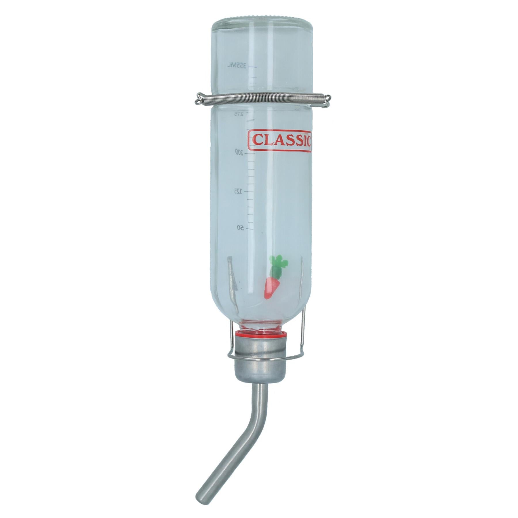 Small Animal Glass 350ml Chew Proof Water Bottle With Water Level Indicator