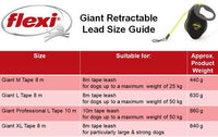 Laisse rétractable robuste et extensible pour chien Giant M 8M jaune fluo