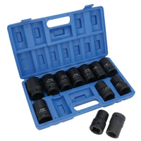 Douilles métriques doubles profondes à entraînement de 1 po, 6 pans simples, 24 mm - 41 mm, 12 pièces