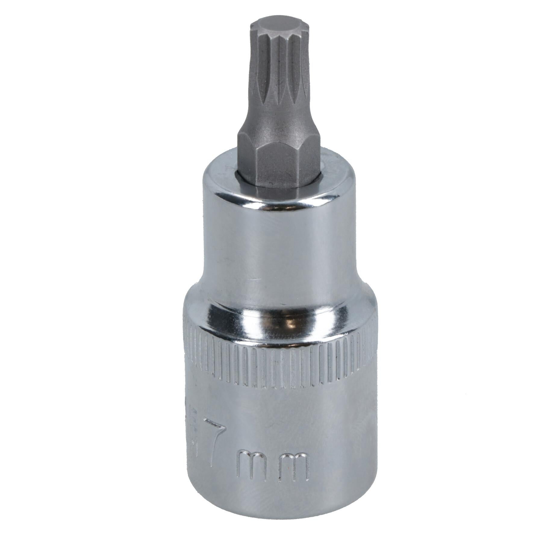 M7 x 55mm Shallow Spline Bit Socket Male Spline 1/2in Drive CR-v Steel