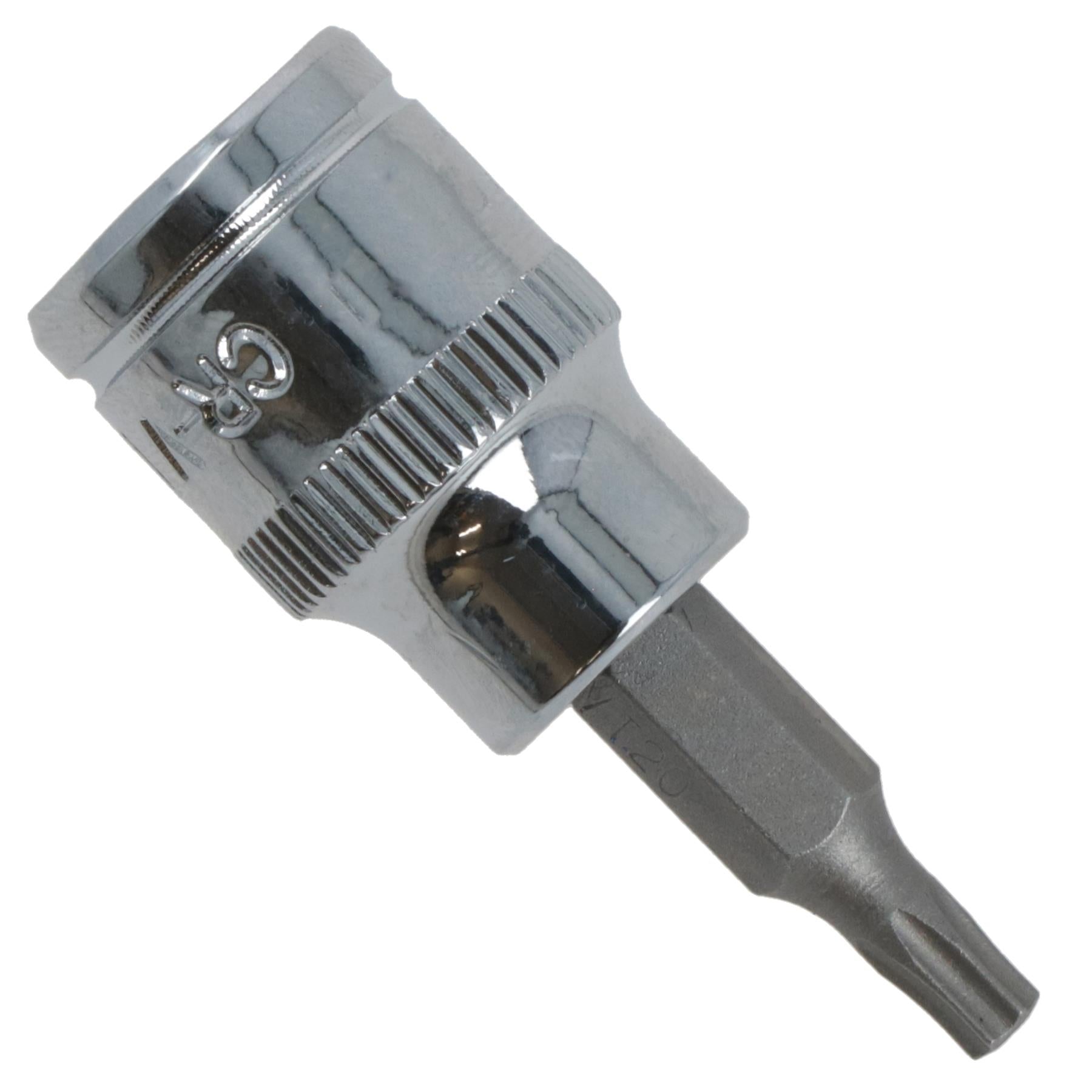 T20 Male Torx Bit Star Socket 3/8" Drive Standard Internal Chrome Vanadium Steel