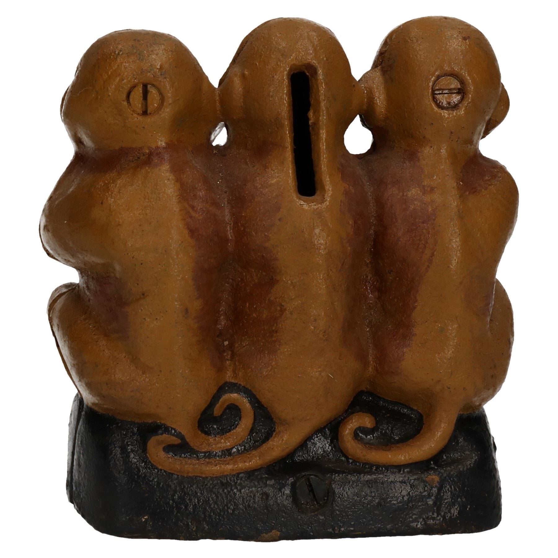 3 Three Wise Monkeys Chimps Ornament Figure Statue Cast Iron Hear Speak See