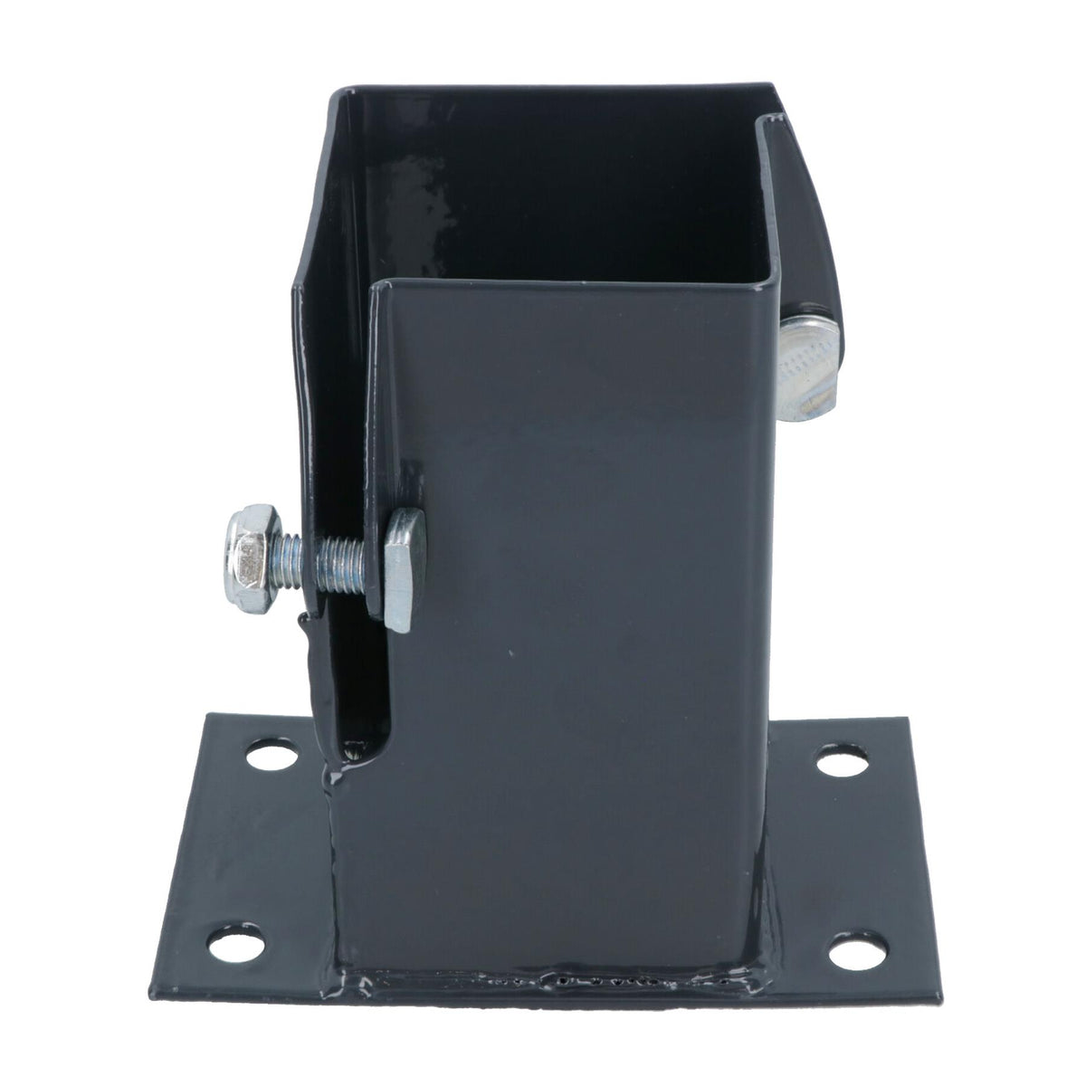 Grey Flush Fit Fence Post Bolt Down Shoe Holder Support 75mm x 75mm