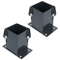 Grey Flush Fit Fence Post Bolt Down Shoe Holder Support 100mm x 100mm